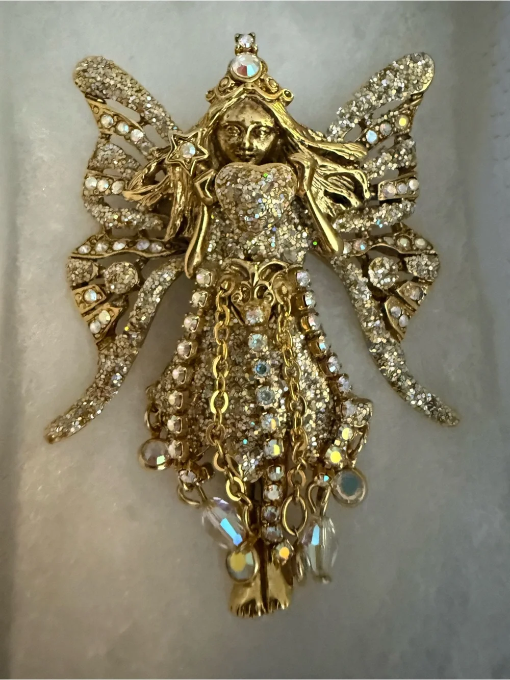Kirks Folly Crystal Fairy Godmother brooch - pendant VERY RARE